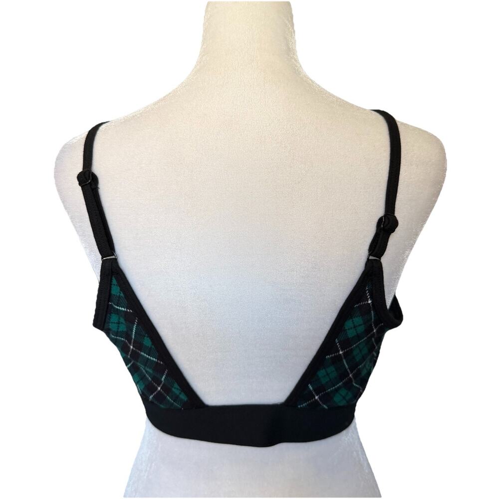 NWT Victoria's Secret Womens Large Unlined Bralette Open Back Green Black Plaid - Picture 7 of 8